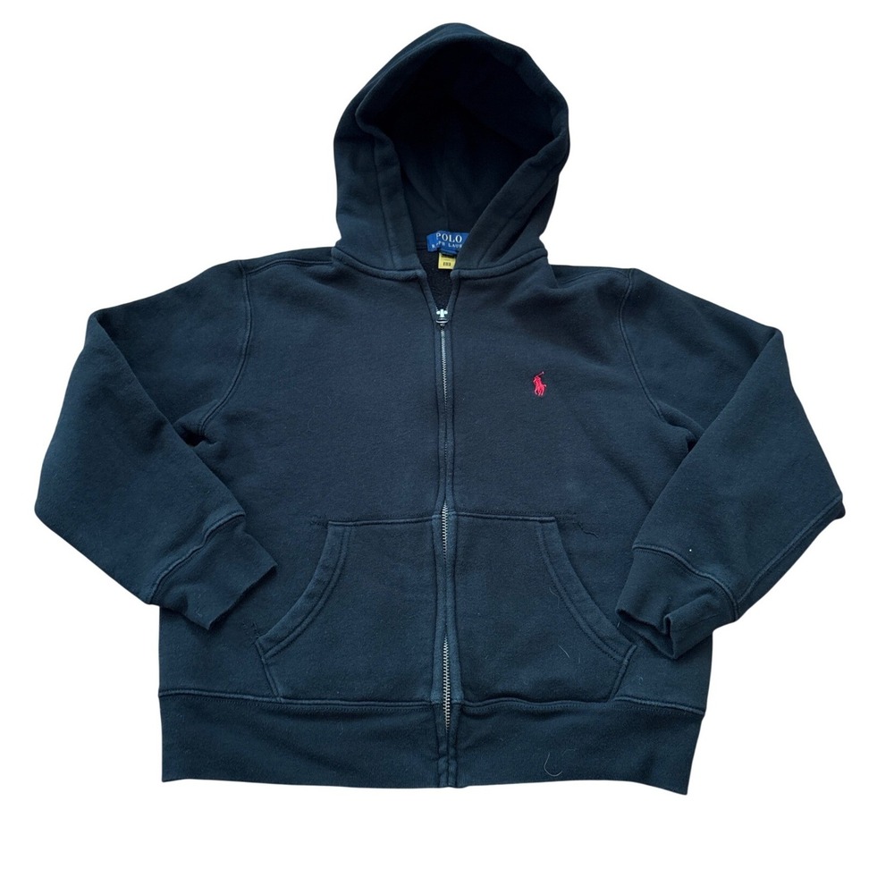 Polo Ralph Lauren Zip Hoodie Kids Black Classic Pony‎ Logo SIZE M (10-12)